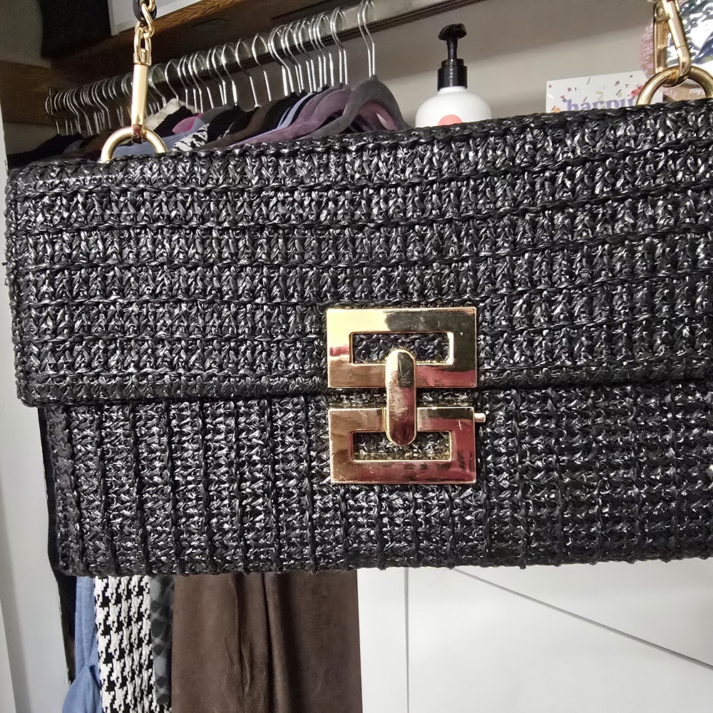 Elegant Black Woven Handbag